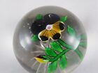 French 19Th Century Baccarat Crystal Glass Paperweight W/ Pansy Flower & Bud