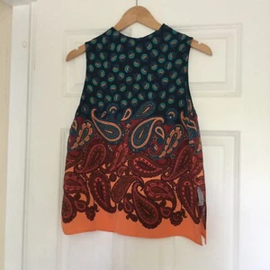 Womens Topshop Sleeveless Top Multicoloured Summer Boho Festival UK 8 GC - Picture 1 of 12