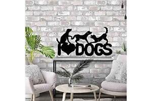 I Love Dogs Sign Board Wooden Wall Hanging Frame for Home Decor, Wall Art Black