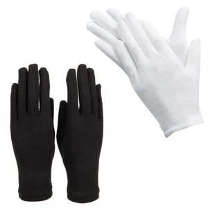 1 10 Paia Di Guanti Cotone Bianco Nero Lavoro Divisa Parata Guanto 380 - Picture 1 of 1