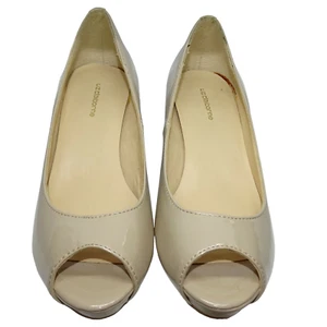 Liz Claiborne JOELLE Peep Toe Heels 2 1/2" Shoes Color Tan Size 6.5 M - Picture 1 of 12