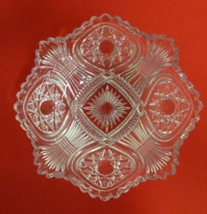 Cuenco prensado redondo EAPG de 9" bucle estrellado transparente por Duncan & Miller hecho en EE. UU. - Imagen 1 de 6