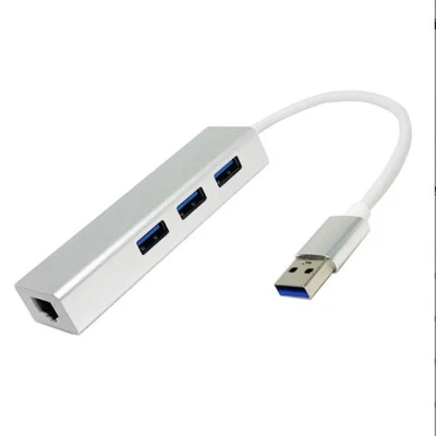 New 3 Port USB 3.0 Hub Gigabit to Ethernet Adapter Lan RJ45 Network to 1000Mbps - Image 1 of 4