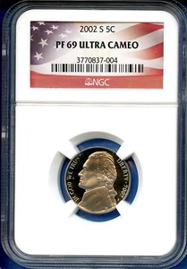 2002 S NGC PF69 UCAM Jefferson Nickel 5c PR69 US Mint Coin 2002-S NGC PF-69 UCAM - Picture 1 of 3