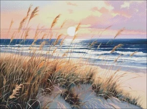 Sea Oats at Sunrise 2 - Counted Cross Stitch Kits Needlework Embroidery DIY DMC - Picture 1 of 3