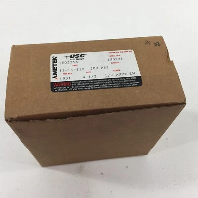 Ametek US Gauge 150225X Pressure Gauge 4-1/2" 0-200PSI 1/2" NPT LM  - Image 1 of 4