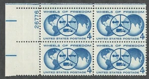 US. 1162. 4c. National Autos Show, Wheels of Freedom Issue. PB4. MNH. 1960 - Picture 1 of 2