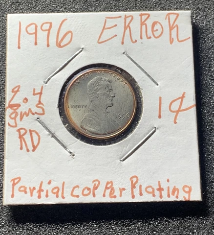 1996 1c Partial coP Per Pratinge error  Rare Lincoln Cent Cover