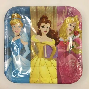 Disney Princess Girl Birthday Party 8 Ct Square Paper Lunch Plates 9" Brand New - Picture 1 of 3
