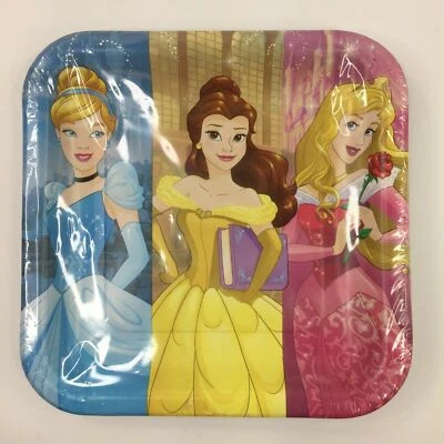 Disney Princess Girl Birthday Party 8 Ct Square Paper Lunch Plates 9" Brand New - Image 1 of 3