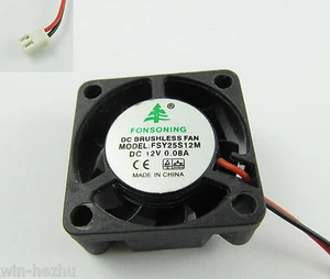 1 pieza Ventilador de refrigeración de CC 12V sin escobillas 25 mm x 25 mm x 10 mm 2510 2 pines - Imagen 1 de 2