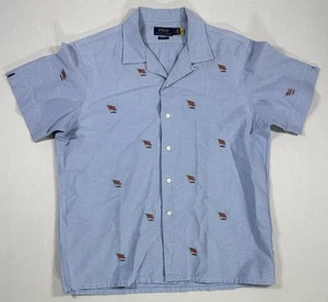 Camisa de Campamento Polo Ralph Lauren Bandera Bordada Grande Calce Clásico EE. UU. Patriótica - Imagen 1 de 4