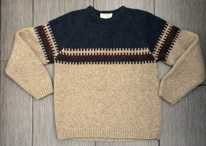 Vintage J Crew Herren Handstrick 100% Wolle Handstrick Pullover Größe Small Fair Isle - Bild 1 von 3