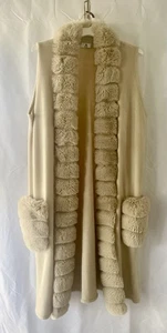 Cárdigan Suéter Penny Lane M Beige Imitación Piel Bolsillos Mujer - Imagen 1 de 21