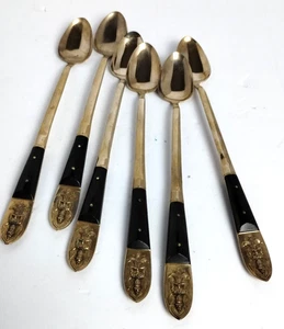 Vintage Mid Century Modern Thai Messing und Palisander Besteck Eisteelöffel 6 - Bild 1 von 6
