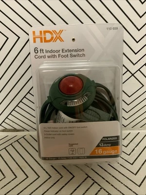 🕋 Indoor 6 Ft Extension Cord W/On/Off Foot Switch HDX Christmas Tree Switch🆕 - Image 1 of 2