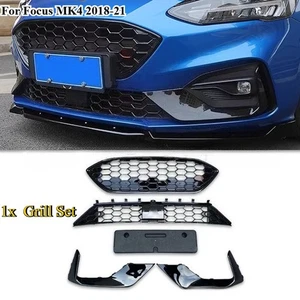 Kit envolvente de parrilla de parachoques delantero de malla negra brillante estilo ST para Focus MK4 2018-21 - Imagen 1 de 11