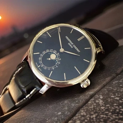 ✅ Frédérique Constant Slimline Moonphase Superb Blue Dial In-House Auto Swiss ✅ - Image 1 of 4