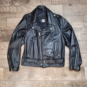 Vintage Branded Camel Cigarettes Motorcycle Jacket USA Made Size Medium Leather - Picture 1 of 14
