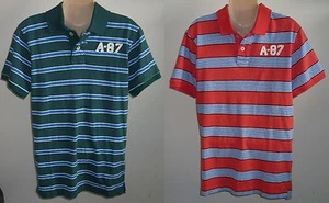 Mens AEROPOSTALE Aero A-87 Striped Jersey Polo Shirt NWT #2438 - Picture 1 of 5