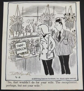 Phil Interlandi 4/2/1979 Playboy Magazine Queenie Cartoon Original Ink Drawing - Picture 1 of 5