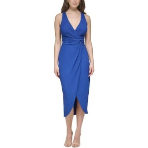 GUESS Women's Ruched O-Ring Cutout Crisscross-Back Dress Cobalt Size 10 $128 - Picture 1 of 2