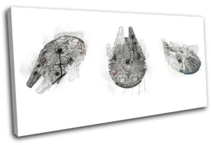 Millennium Falcon Starwars Movie Greats SINGLE CANVAS WALL ART Picture Print - Picture 1 of 1