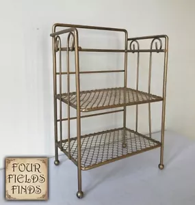 Vintage Bauernhaus Gold Metall Tischplatte Gitter Regal 2 Ebenen 5,25 x 3,5 x 8,25" - Bild 1 von 17