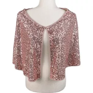 NUOVO Torrid Paillettes Cape Shrug Champagne oro rosa donna taglia unica - Foto 1 di 9