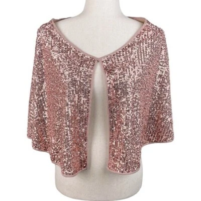 NEW Torrid Sequined Cape Shrug Champagne Rose Gold Women's Plus Size One Size - Image 1 of 4