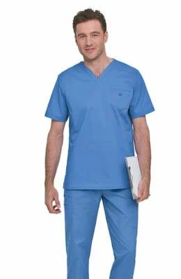 Blusa Médica WorkFlow by Landau Para Hombre Elástica Cuello en V Sólida 4115~Azul Techo~SML~NUEVA CON ETIQUETAS Foto 1 de 4