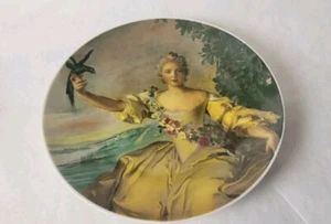 Vintage Kuba Porzellan Bavaria Germany FANCY WOMAN & Bird Porcelain Decor Plate - Picture 1 of 8