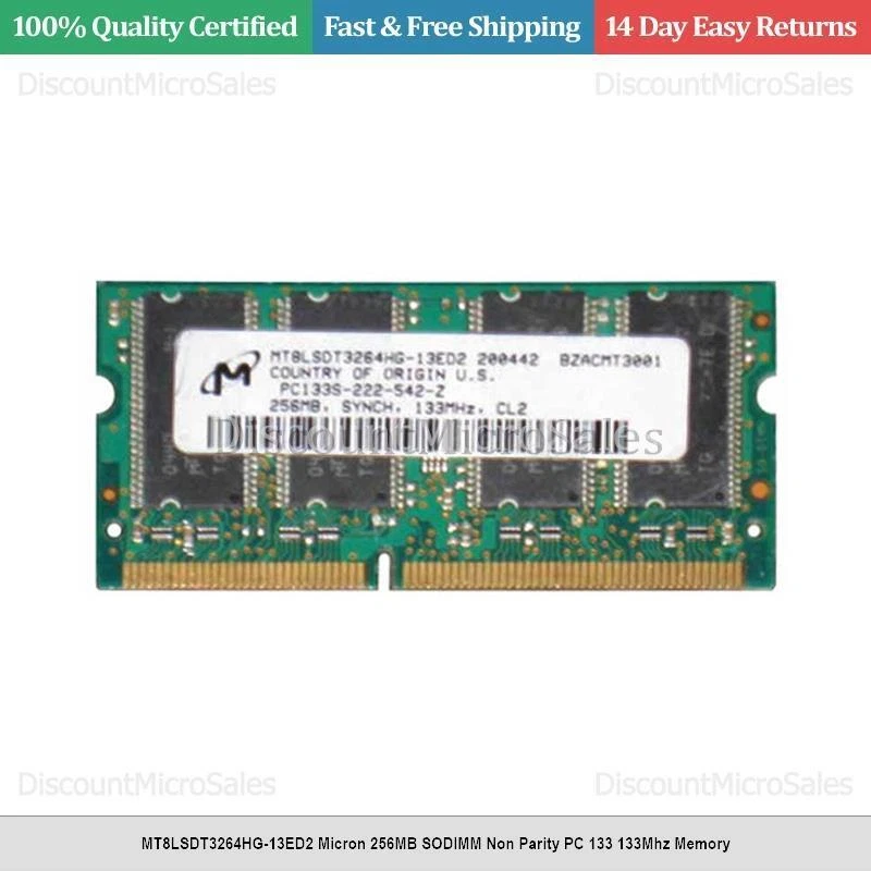 MT8LSDT3264HG-13ED2 Micron 256MB SODIMM Non Parity PC 133 133Mhz Memory - Image 1 of 1