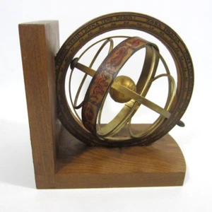 Fermalibri Vintage Mercurio D'oro Zodiaco Sfera Armillare Globo Legno SINGOLO - Foto 1 di 10