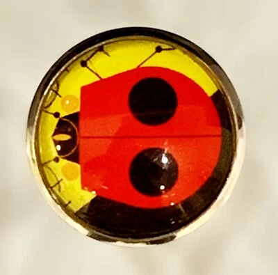 Charley Harper Lady Bug Ladybug Beetle Insect 1" Glass Sewing Button CH755 - Image 1 of 2