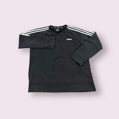 Adidas Pullover Sweatshirt 3 Stripes Black Long Sleeves Shirt Women Size Large - Image 1 of 4