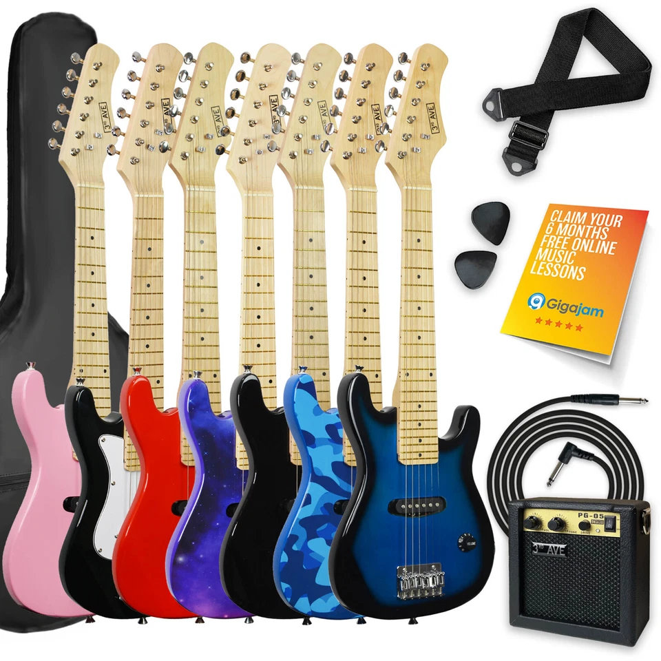 Electric Guitar Junior Kids with Amp, Cable, Gig Bag and Strap - 3rd Avenue - Image 1 of 1
