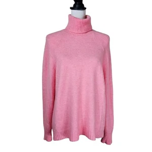 J. Crew Womens Pink wool Alpaca Blend Turtleneck Sweater Sz M Preppy Barbiecore - Picture 1 of 10
