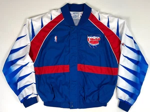 Vintage 90s Champion NBA New Jersey Nets Jacket Full Zip Multicolor Sz L - Picture 1 of 11