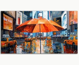 QUADRO MODERNO ASTRATTO manhattan umbrella new york DIPINTO ABSTRACT PAINTING - Foto 1 di 3