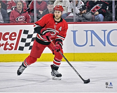 Jaccob Slavin Carolina Hurricanes Unsigned Red Jersey Skating 11" x 14" Photo Cover
