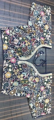 Blusas Sari para Mujer Lentejuelas Mult,Embordariey Flor Trabajo Acolchado Diseñador Top Foto 1 de 4