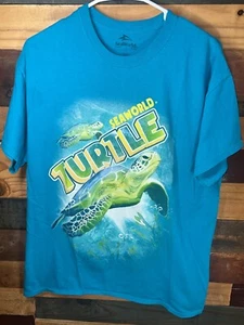 Vintage Retro Sea World Turtle themed Blue colored T Shirt Size L Sea World Tags - Picture 1 of 8