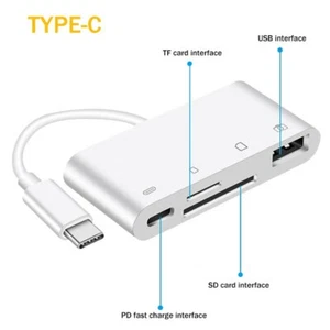 Adaptateur 4 en 1 Type-C OTG pour lecteur de carte SD TF PD charge connecteur USB Samsung - Photo 1 sur 8