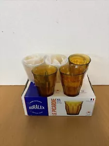 Duralex Le Picardie Orange Amber Drinking Glass Goblet Tumbler 5X 31cl - 11 oz - Picture 1 of 4
