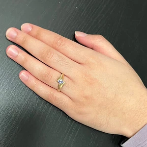 Vintage 10K Solid Yellow Gold Marquise Tanzanite and Diamond Ring 2.4g Size 6.5 - Picture 1 of 15