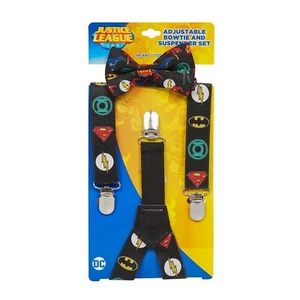 Justice League Infant Toddler Adjustable Bowtie and Suspender Set DC Comics WB - Picture 1 of 2