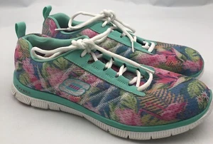 Skechers Flex Appeal Floral Bloom Shoes Womens 10 Multicolored Comfort Sneakers - Picture 1 of 9