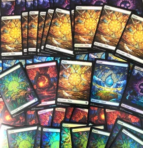 MTG Lands FOIL x50 Stain Glass Full Art Set of 10 each Dominaria United - Picture 1 of 7