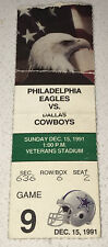 12/15/91 Dallas Cowboys Philadelphia Eagles Veterans Ticket Stub Irvin Touchdown